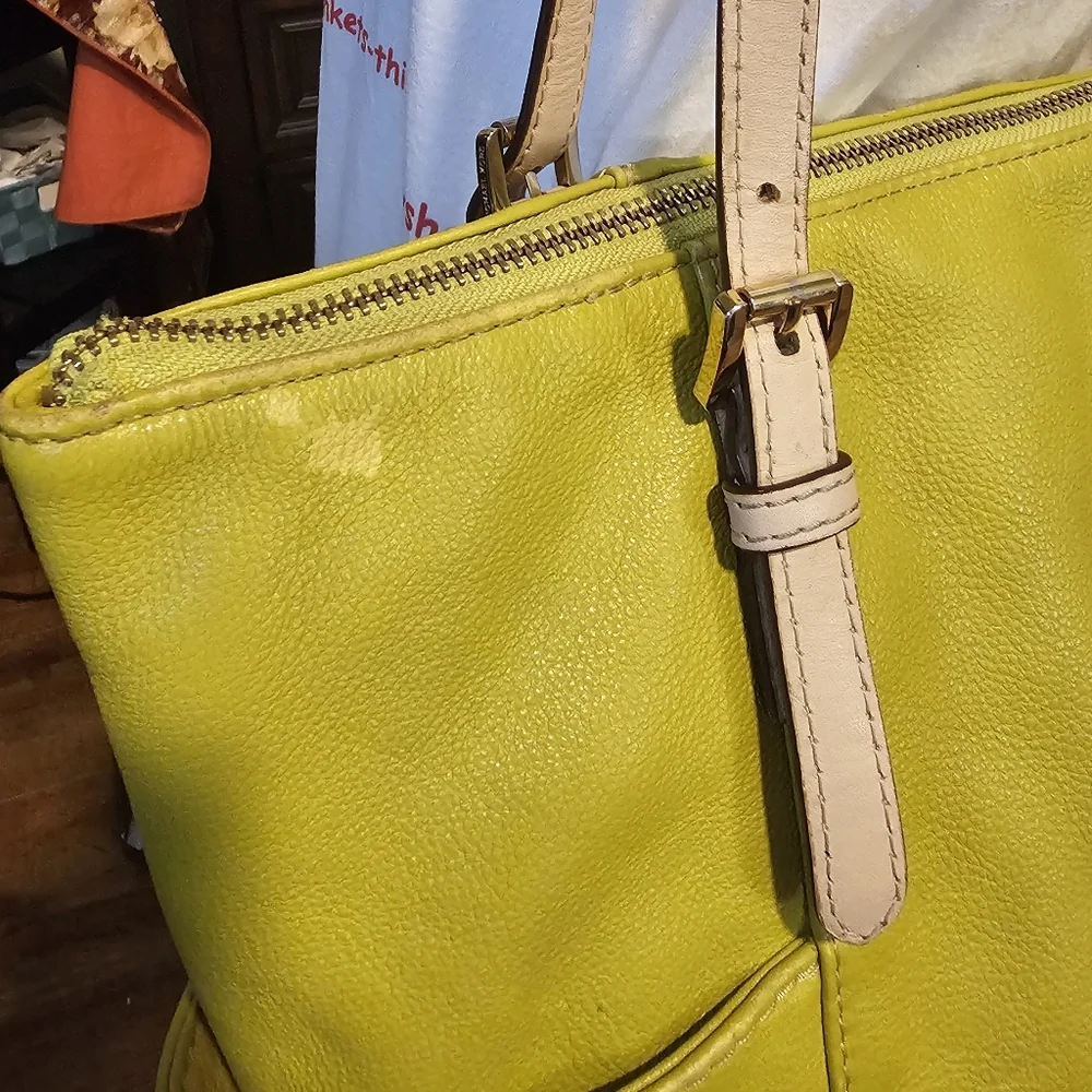 Michael Kors Leather Tote with Beige Contrast Straps
